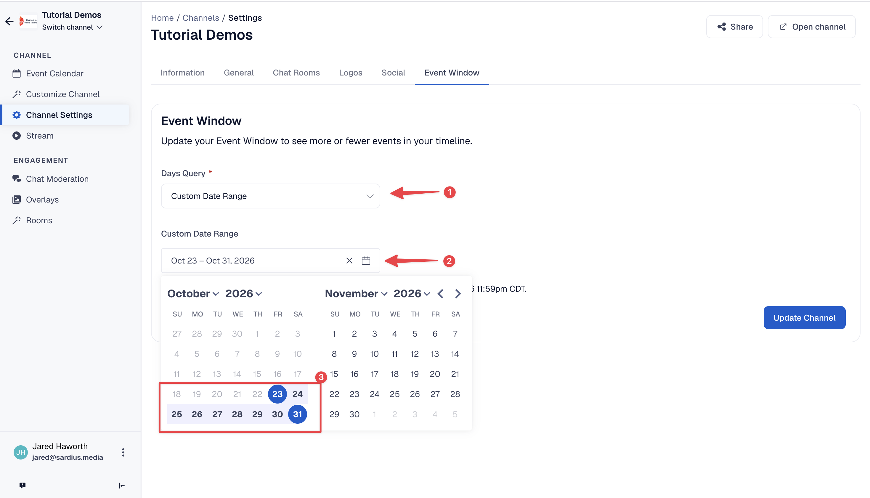 Select Custom Date Range
