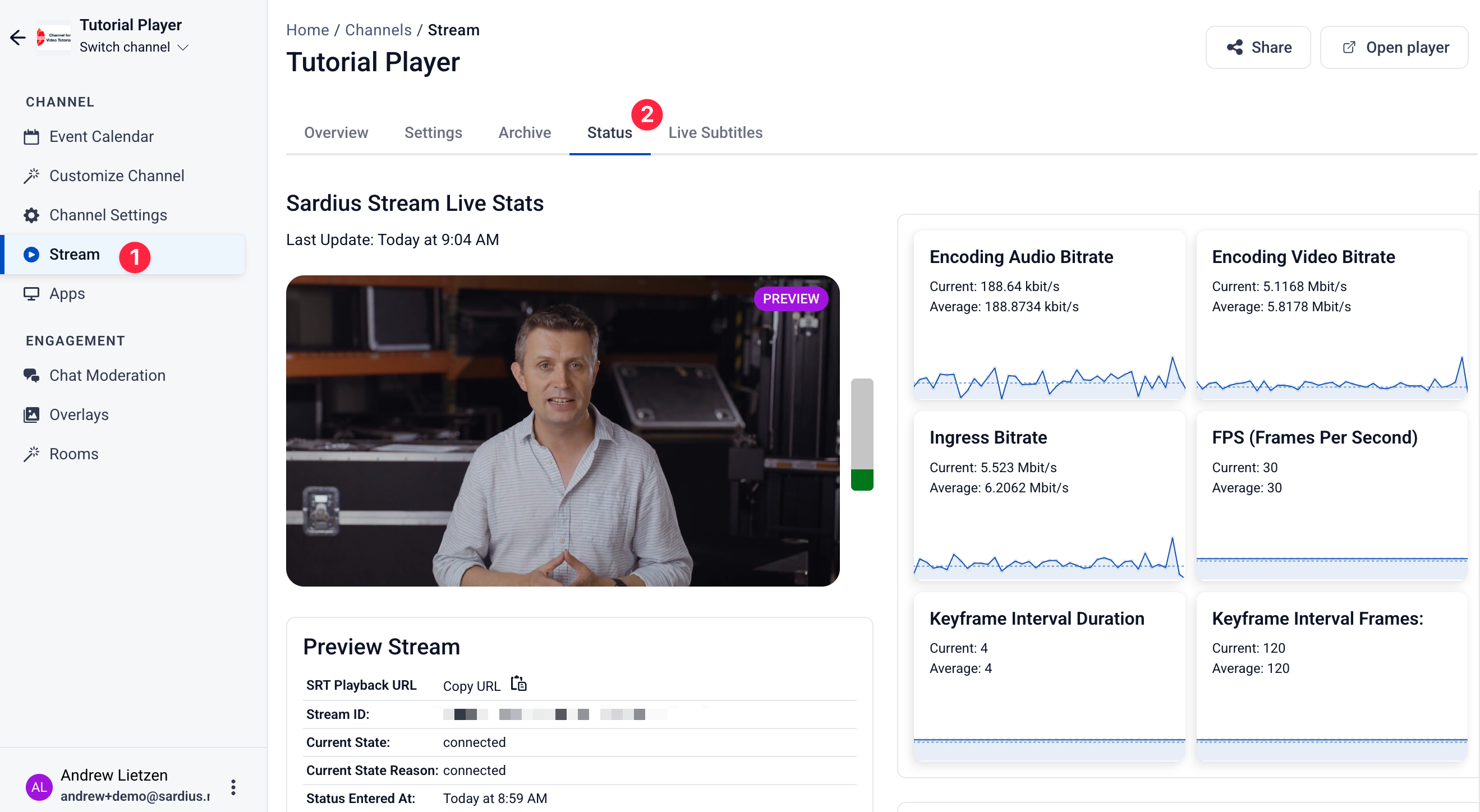 Stream Status Page
