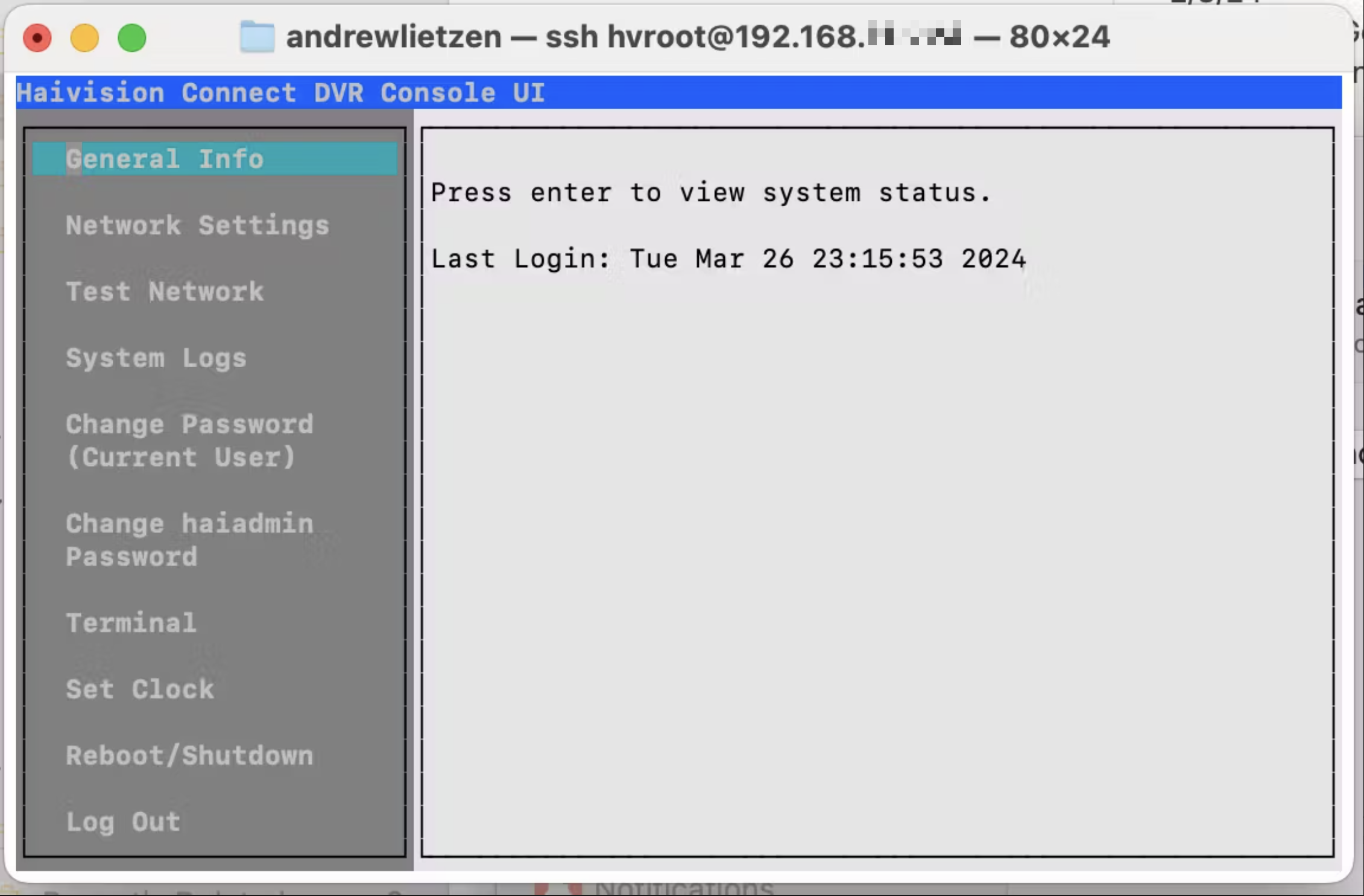 dvrPatchConsole