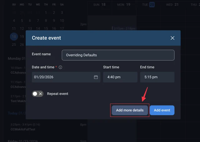 Add More Event Details