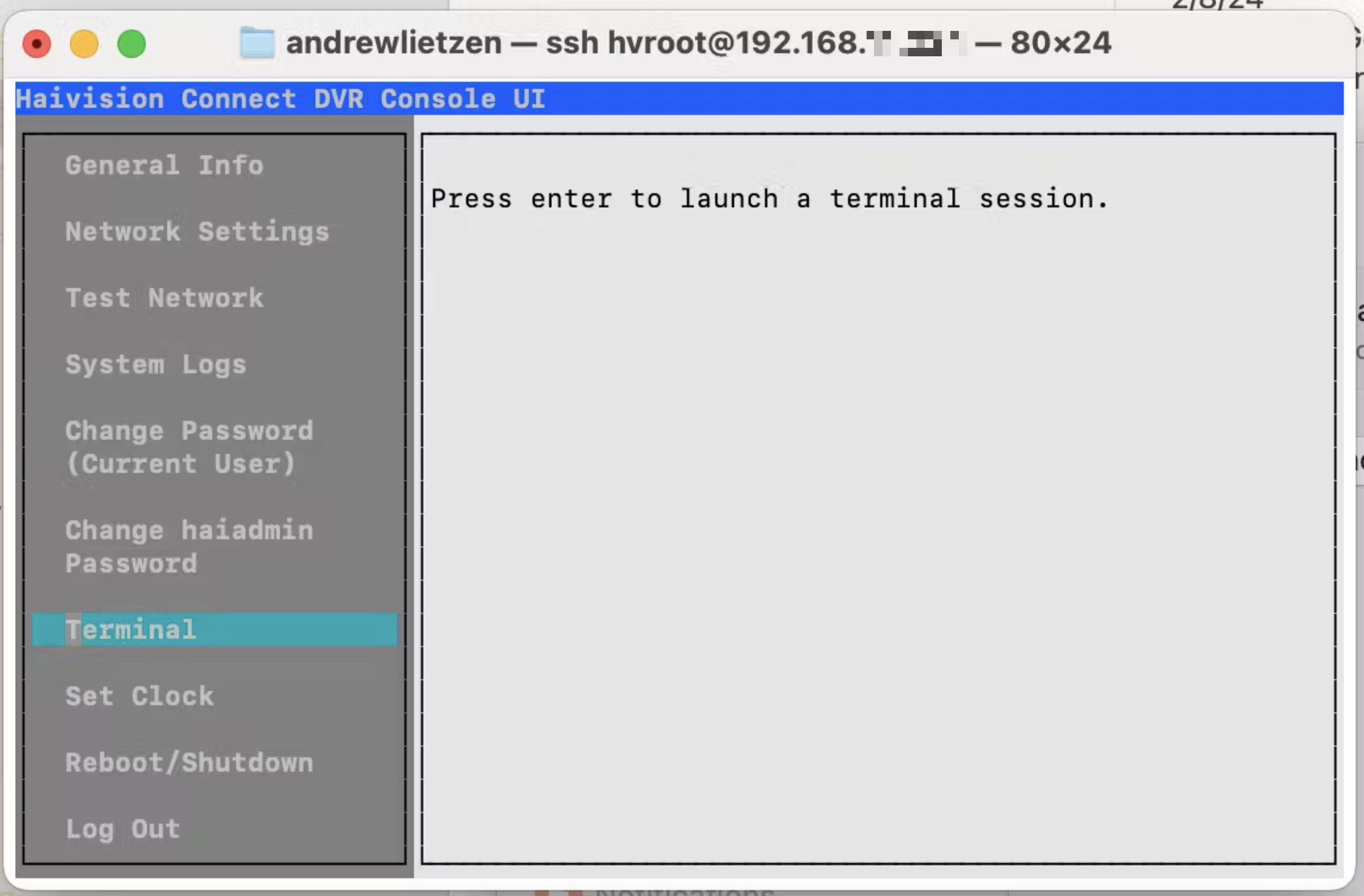 dvrPatchConsoleTerminal