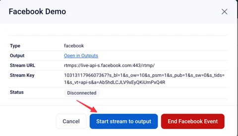 Start FB Output