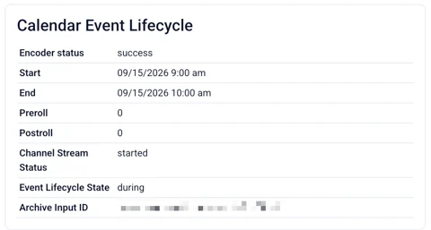 Stream Status - Calendar Event Lifecycle