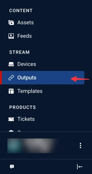 Outputs sidebar